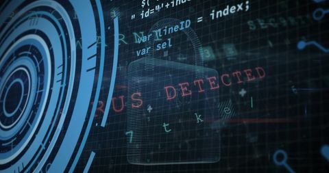 Cybersecurity Concept with Padlock and Virus Detection Warning - Download Free Stock Images Pikwizard.com