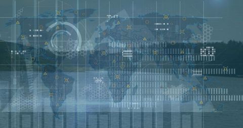 futuristic global map with data analytics overlay - Download Free Stock Images Pikwizard.com
