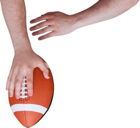 Transparent background football hands touchdown moment