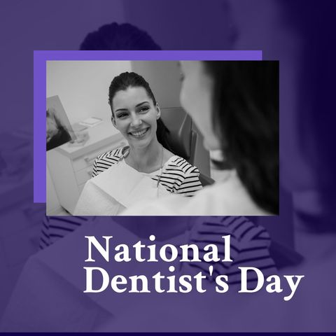 National dentist's day celebration with smiling dentist