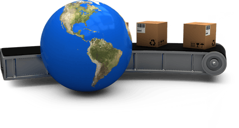 Transparent Globe with Cardboard Boxes on Conveyor, Global Shipping Concept - Download Free Stock Videos Pikwizard.com