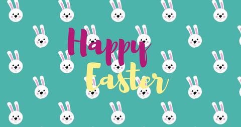 Festive Easter Bunnies with Happy Easter Text Background - Download Free Stock Images Pikwizard.com