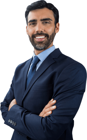transparent confident businessman standing with arms crossed smiling - Download Free Stock Videos Pikwizard.com