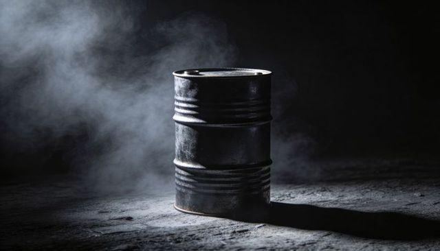Moody Steel Drum Standing on Concrete Floor with Smoky Haze and High-Contrast Lighting