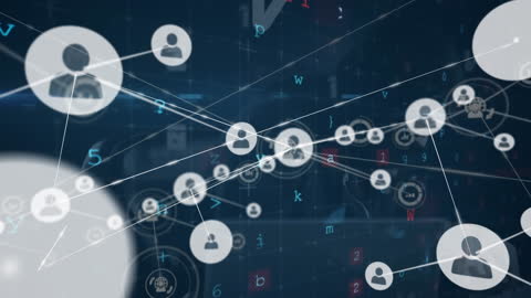 Network Connections and Digital Data Visualization Animation