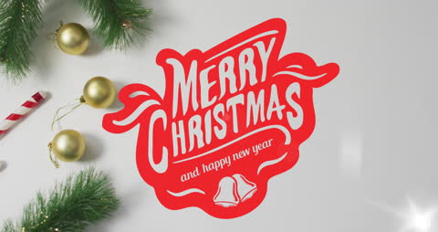 Festive Merry Christmas Text with Ornament Elements Display
