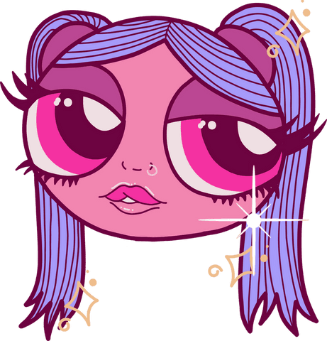 whimsical cartoon head with pastel lilac hair on transparent background - Download Free Stock Videos Pikwizard.com