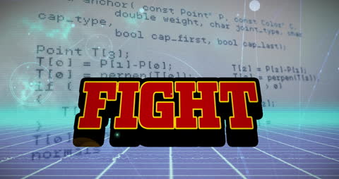 Animated Fight Text With Background of Digital Code