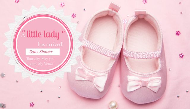 Cute Pink Baby Shoes Invitation for Baby Shower Celebration - Download Free Stock Templates Pikwizard.com