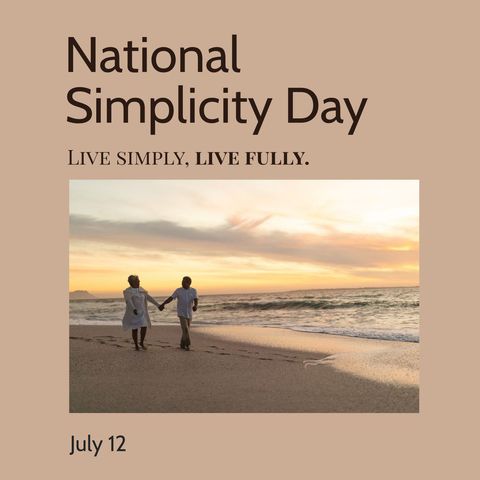 Senior Couple Walking on Tranquil Sunset Beach for National Simplicity Day - Download Free Stock Templates Pikwizard.com
