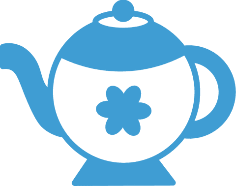 Blue teapot icon stylish transparent design