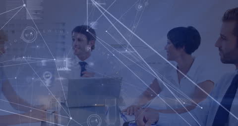 Creative Meeting with Digital Technology Overlay