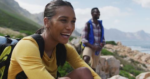 Happy Couple Enjoying a Scenic Mountain Hike