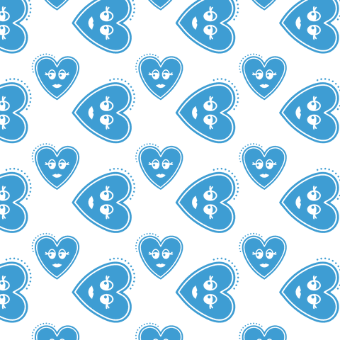 Blue heart pattern on transparent background for creative designs