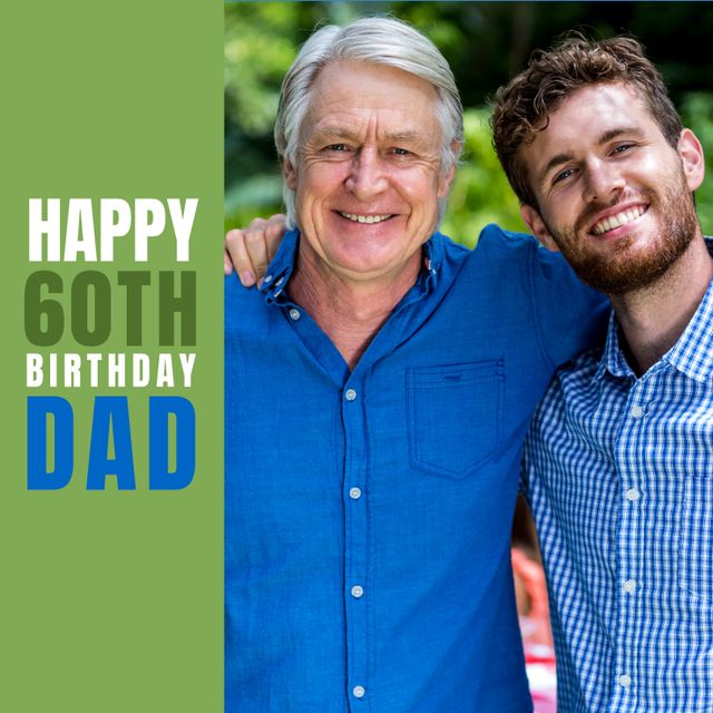 Happy 60th Birthday Dad Celebration with Father and Son - Download Free Stock Templates Pikwizard.com