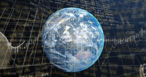 Planet Earth with Digital Financial Data Overlay - Download Free Stock Images Pikwizard.com