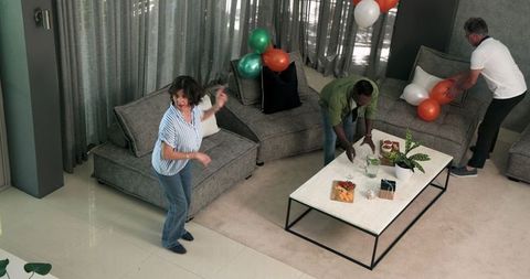 Group Decorating Room for Festive Celebration