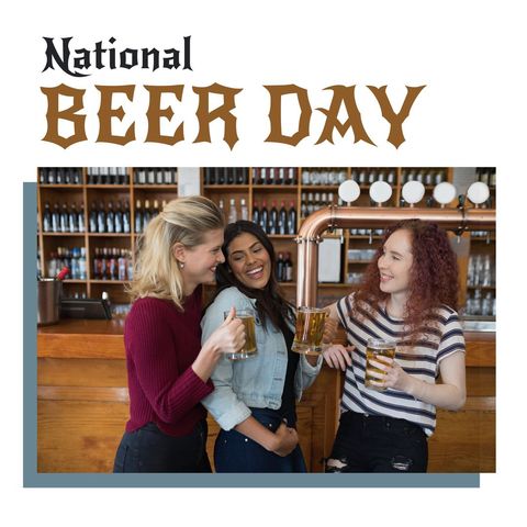 cheerful friends celebrating national beer day at a bar - Download Free Stock Templates Pikwizard.com
