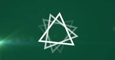 Abstract geometric triangles on dark green background
