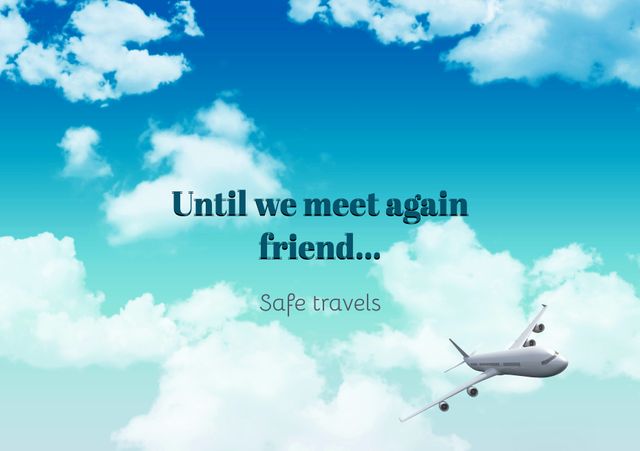 Farewell Message with Airplane Flying in Blue Sky - Download Free Stock Templates Pikwizard.com