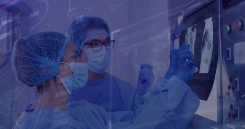 Radiologists Analyzing Chest X-Rays in High-Tech Imaging Room