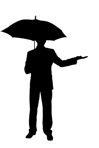 Woman with umbrella silhouette on transparent background