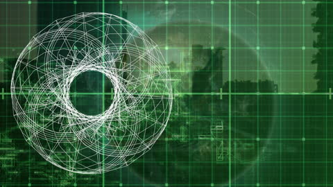 Digital Interface with Globe and Cityscape Design