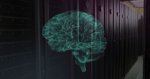 Artificial Intelligence Brain Overlay on Data Servers - Download Free Stock Images Pikwizard.com
