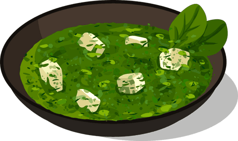 Flat design green soup with tofu cubes on transparent background