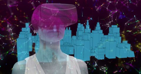 Woman Exploring Virtual Reality Cityscape Interface - Download Free Stock Images Pikwizard.com