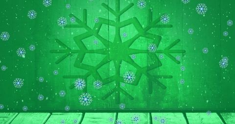 Green Christmas Snowflake on Rustic Wooden Background