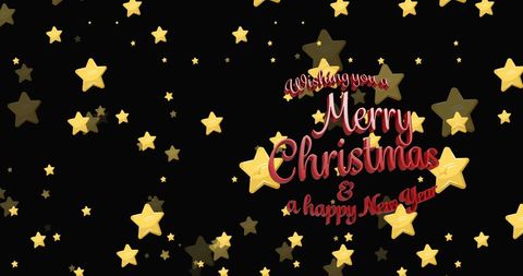 Christmas and New Year Stars with Festive Greeting