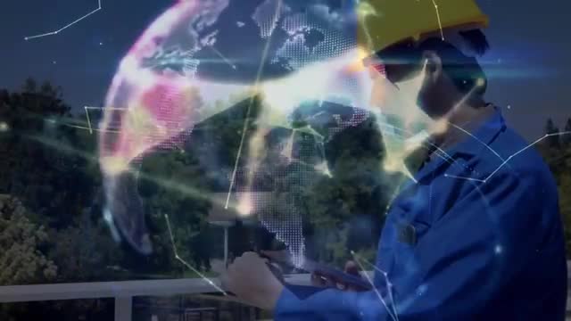 Field Engineer Engaging with Futuristic Digital Interface