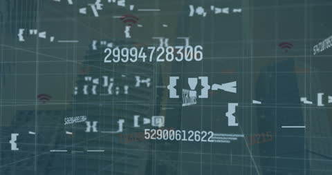 Data Processing Animation Overlay Digital Urban Cityscape