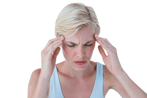 Woman Experiencing Headache with Transparent Background