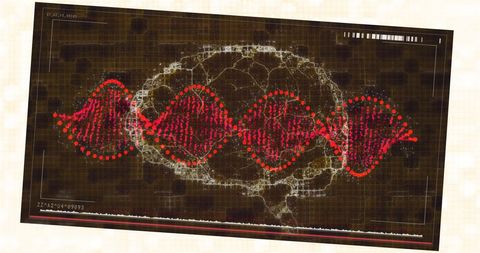 Futuristic Blend of Brain Visualization and DNA Structure