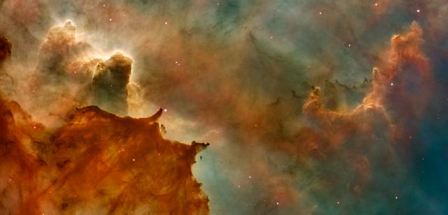 Carina Nebula Details: Great Clouds  Credit for Hubble Image: NASA, ESA, N. Smith (University of California, Berkeley), and The Hubble Heritage Team (STScI/AURA)  Credit for CTIO Image: N. Smith (University of California, Berkeley) and NOAO/AURA/NSF  The Hubble Space Telescope is a project of international cooperation between NASA and the European Space Agency. NASA's Goddard Space Flight Center manages the telescope. The Space Telescope Science Institute conducts Hubble science operations.  Goddard is responsible for HST project management, including mission and science operations, servicing missions, and all associated development activities.  To learn more about the Hubble Space Telescope go here: <a href="http://www.nasa.gov/mission_pages/hubble/main/index.html" rel="nofollow">www.nasa.gov/mission_pages/hubble/main/index.html</a>   <b><a href="http://www.nasa.gov/centers/goddard/home/index.html" rel="nofollow">NASA Goddard Space Flight Center</a></b>  is home to the nation's largest organization of combined scientists, engineers and technologists that build spacecraft, instruments and new technology to study the Earth, the sun, our solar system, and the universe.  <b>Follow us on <a href="http://twitter.com/NASA_GoddardPix" rel="nofollow">Twitter</a></b>  <b>Join us on <a href="http://www.facebook.com/pages/Greenbelt-MD/NASA-Goddard/395013845897?ref=tsd" rel="nofollow">Facebook</a><b> </b></b>