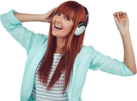 transparent happy woman enjoying music with headphones - Download Free Stock Videos Pikwizard.com