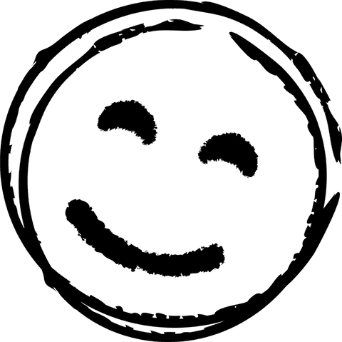 Hand-Drawn Smiley Face with Rough Brush Strokes on Transparent Background