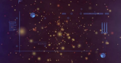 Futuristic hud with glowing golden particles and neon data visualization overlay