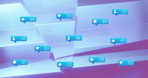 Social Media Notifications on Abstract Blue Purple Background