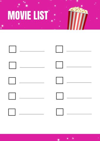 Colorful Movie Checklist Template with Popcorn Graphic - Download Free Stock Templates Pikwizard.com