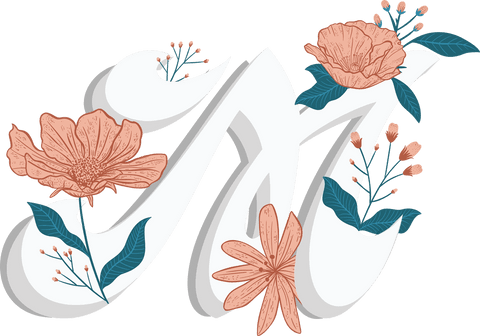 Floral Alphabet Symbol Illustration on Transparent Background