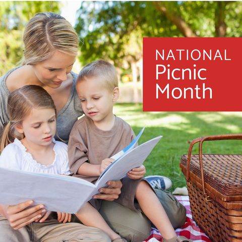 Mother Reading to Children During Picnic in Sunny Park