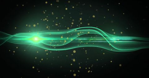 Futuristic Glowing Green Wave with Particles on Dark Background - Download Free Stock Images Pikwizard.com