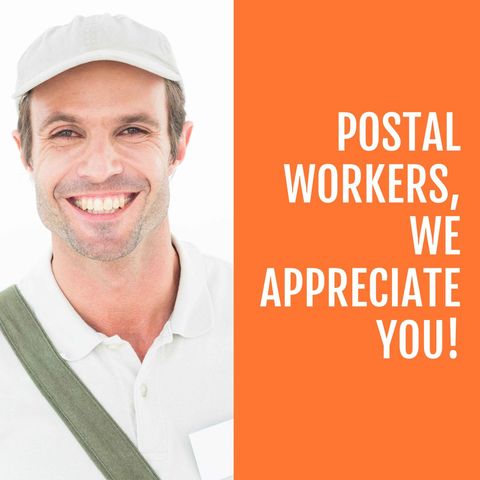 smiling postal worker with appreciation message - Download Free Stock Templates Pikwizard.com
