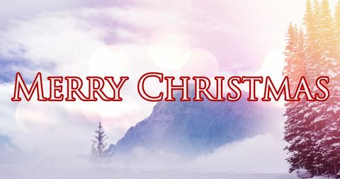 Festive Merry Christmas Greeting Over Winter Landscape