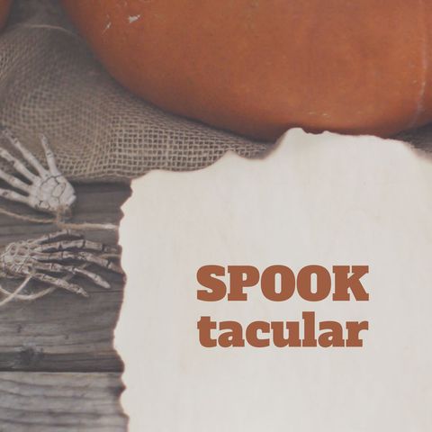 Spooktacular Halloween Celebration with Pumpkins and Skeleton Hands - Download Free Stock Templates Pikwizard.com