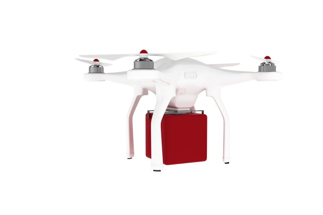 Digital PNG Illustration of Drone Holding Red Cube on Transparent Background - Download Free Stock Videos Pikwizard.com