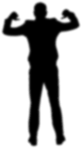 Silhouette of muscular man flexing transparent background